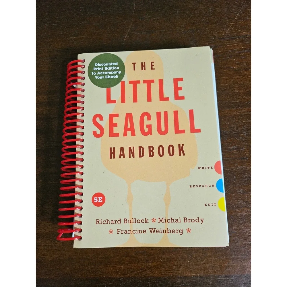 W. W. Norton The Little Seagull Handbook 5th Edition Tan Red Spiral Textbook